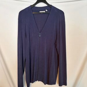 Chico's Private Edition Blue Long Sleeve Zip-Up Top size 3= XL